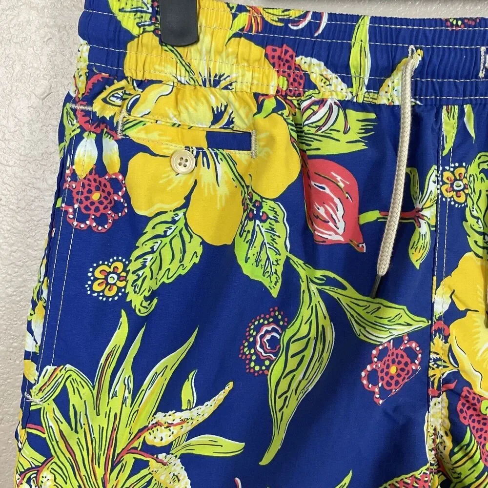 Polo Ralph Lauren Mens Swimwear Trunks Sz M Hawaiian Floral Beach‎ Tropical H3
